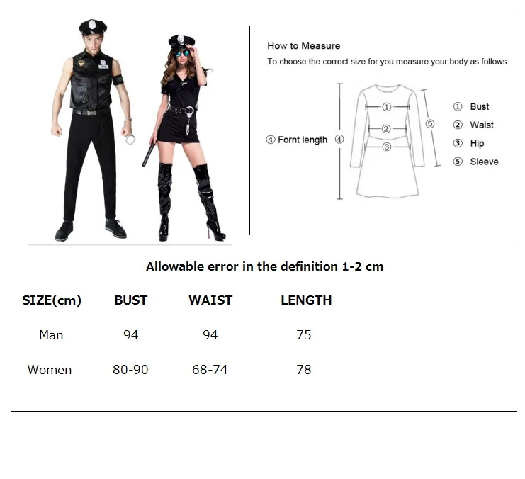 Костюм Полицейского для женщин и мужчин костюм полицейского чёрного цвета
