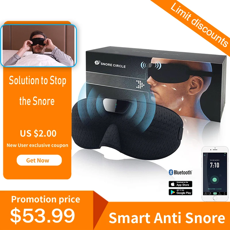 Snore stopper Anti Snore eye mask Prevents snore Black Comfortable Sleep eye mask Snoring Solution Sleep Apnea Sleeping
