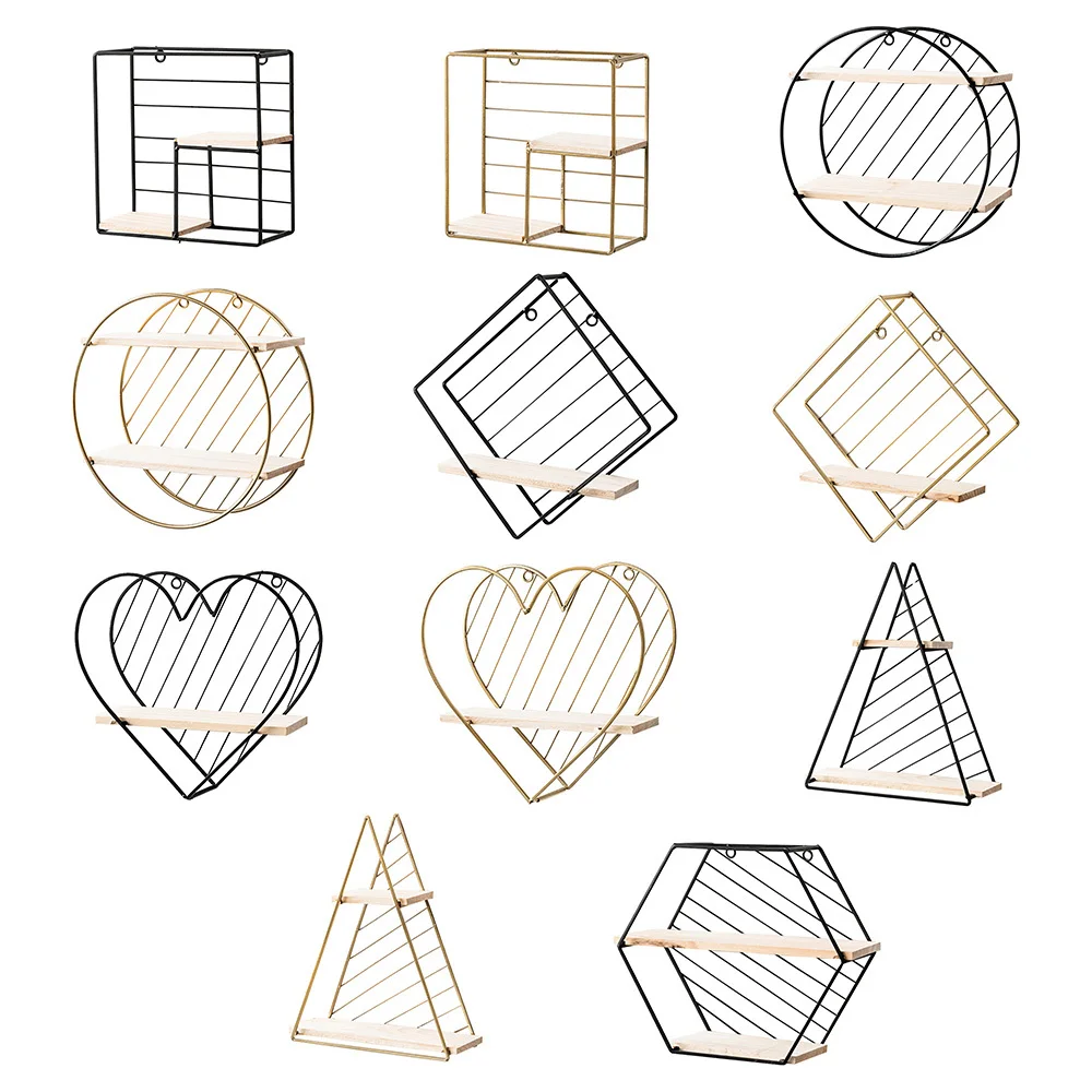 Деревянный железный настенный стеллаж для хранения дома простая настенная полка