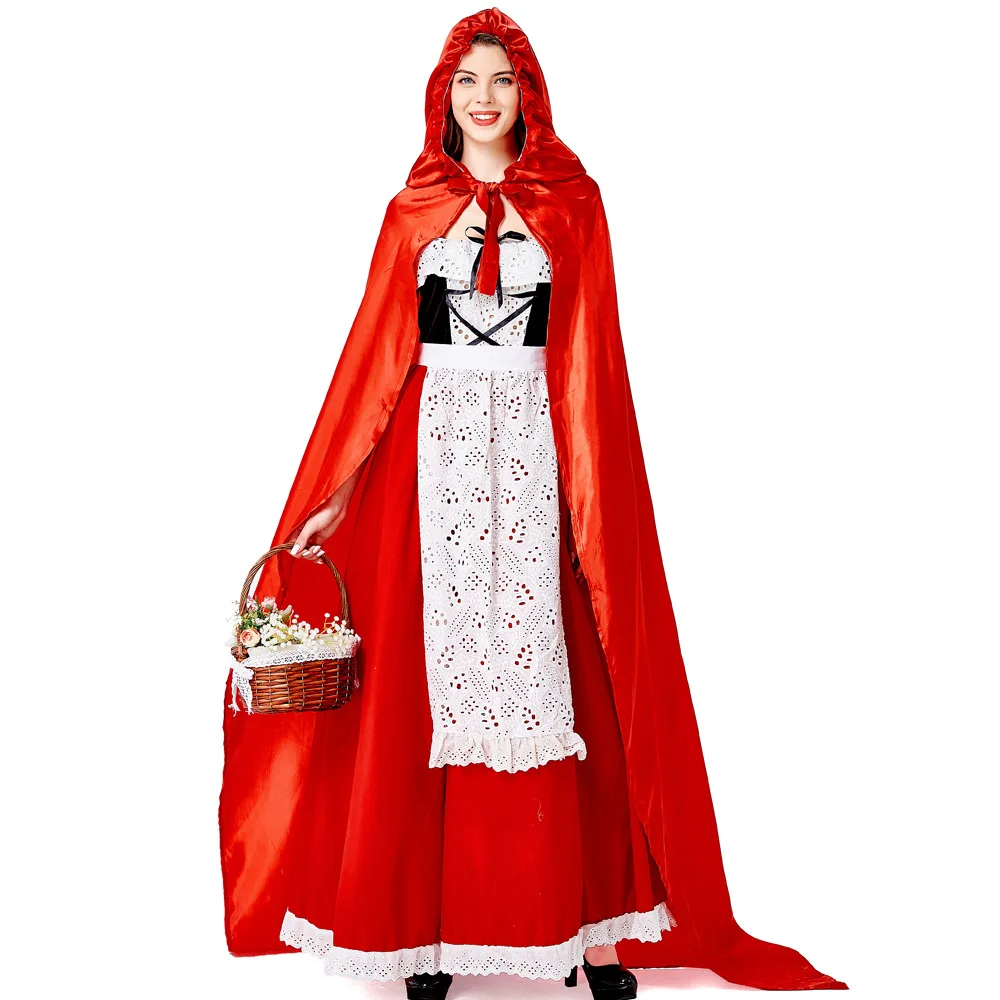 

Adult Women High Quality sexy dress Halloween Little Red Riding Hood costume princess dress dress cloak Bar Game Cosplay costume
