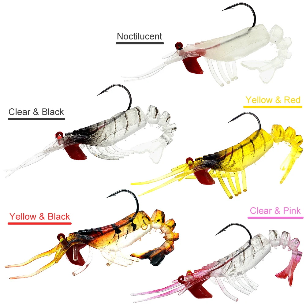 

1PC Soft fishing lures Shrimp Bait Luminous Shrimp Silicon Soft Artificial Bait With Hooks Swivels Rigs Fishing Tackle