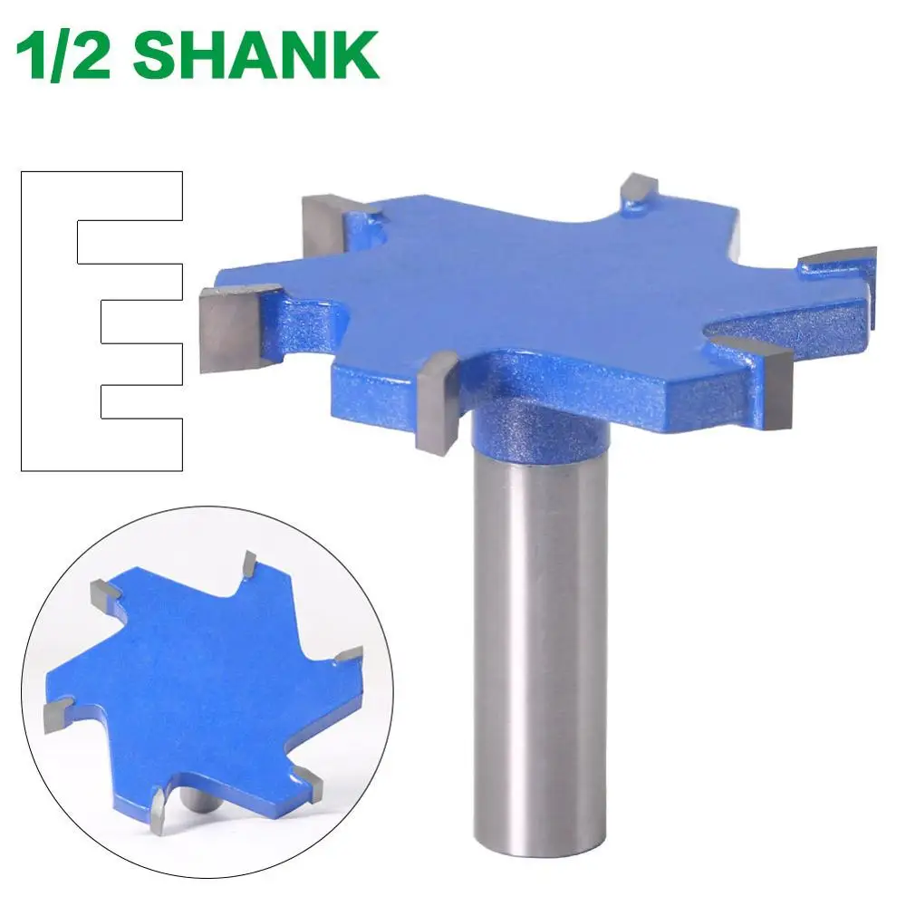 

1pc 1/2" Shank 6 Edge T Type Groove Slotting Cutter Woodworking Tool Router Bits For Wood Industrial Grade Milling Cutter