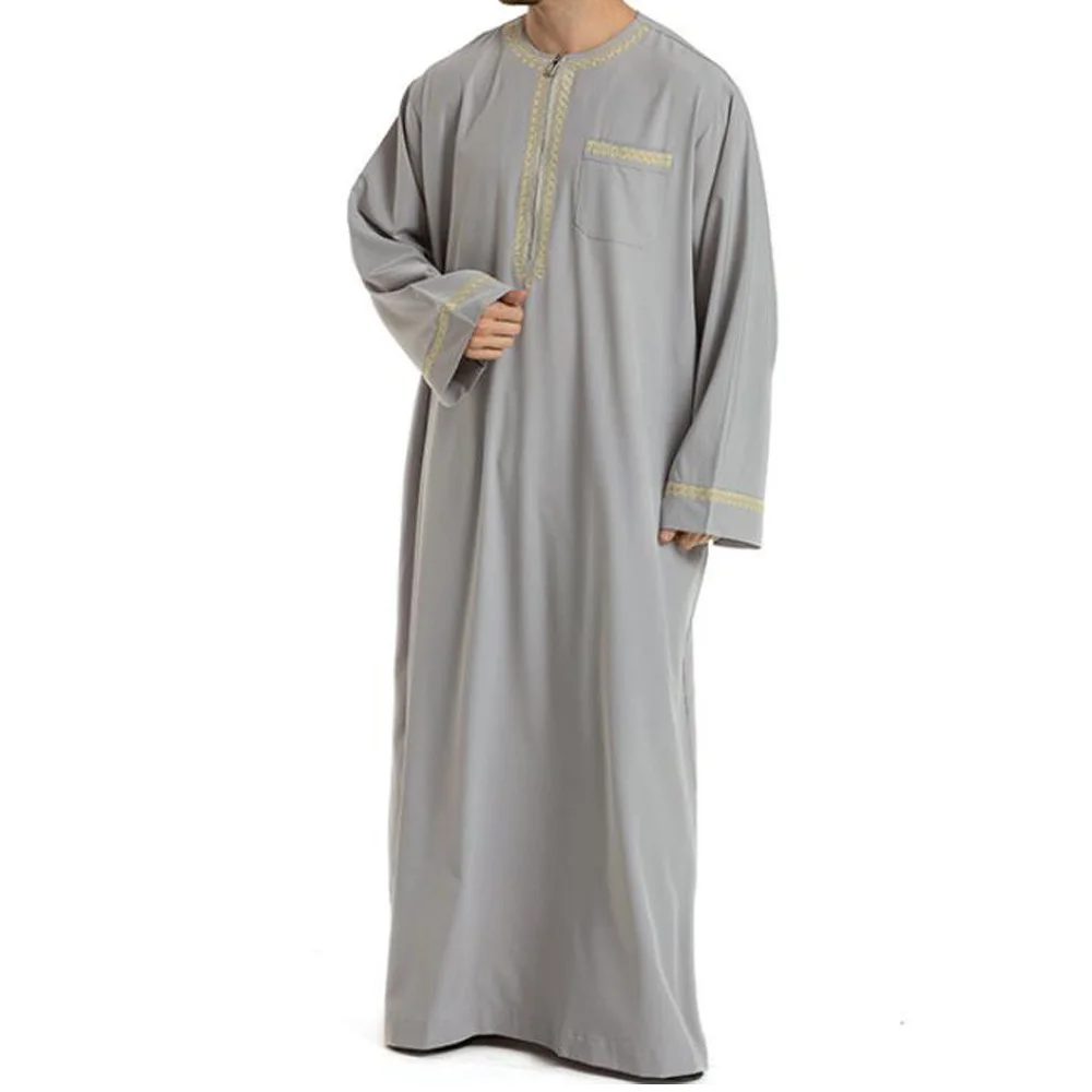 

Men Shirt Islamic Muslim Ramadan Kaftan Moroccan Long Sleeve Loose Jubba Thobe Saudi Arabia Robe Thobe Muslims Men Dress Arab