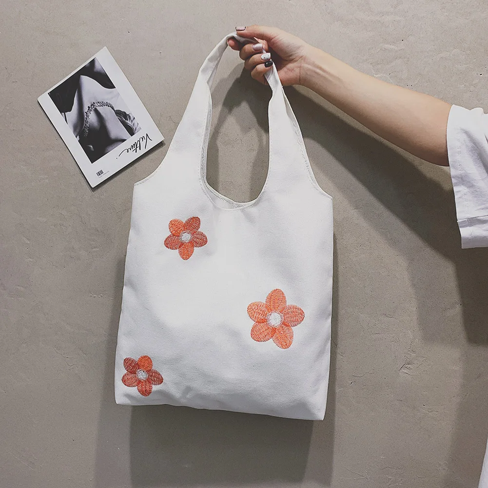 

Fashion Women Flower Printing Canvas Shoulder Shopping Bag Ladies Casual Large Capacity Tote Handbags