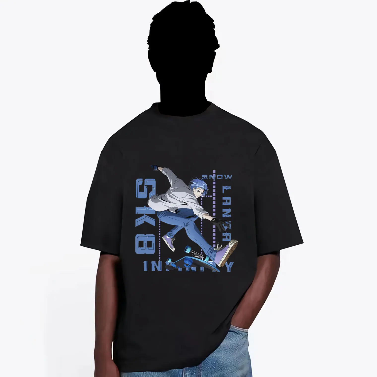 

Anime SK8 The Infinity Pattern T Shirt Hipster Streetwear Mens Cotton Short Sleeve Tees Cute Clothes Skateboard Boys Wram Tshirt