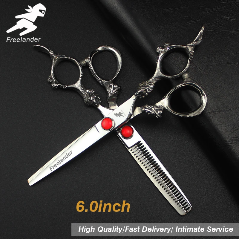 

6 inch Professional hair Barber scissors set straight scissors and curved pieces hair care & styling