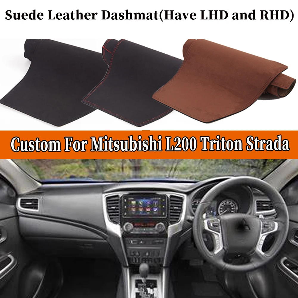 

Accessories Car-styling Suede Leather Dashmat Dashboard Cover Dash Mat Carpet For Mitsubishi L200 Triton Strada 2015-2021 RHD