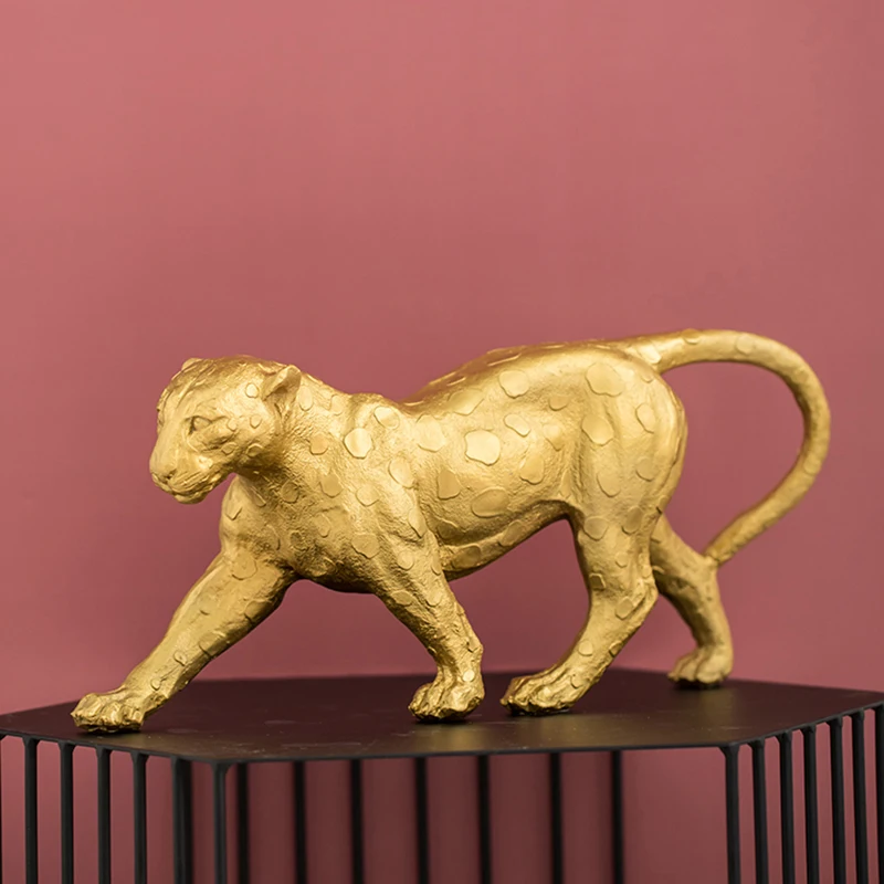 

Tiger Leopard Statue Desktop Decoration Animal Model Large Statuette Resin Figurines Ornament Crafts Sculpture Modern Home Decor