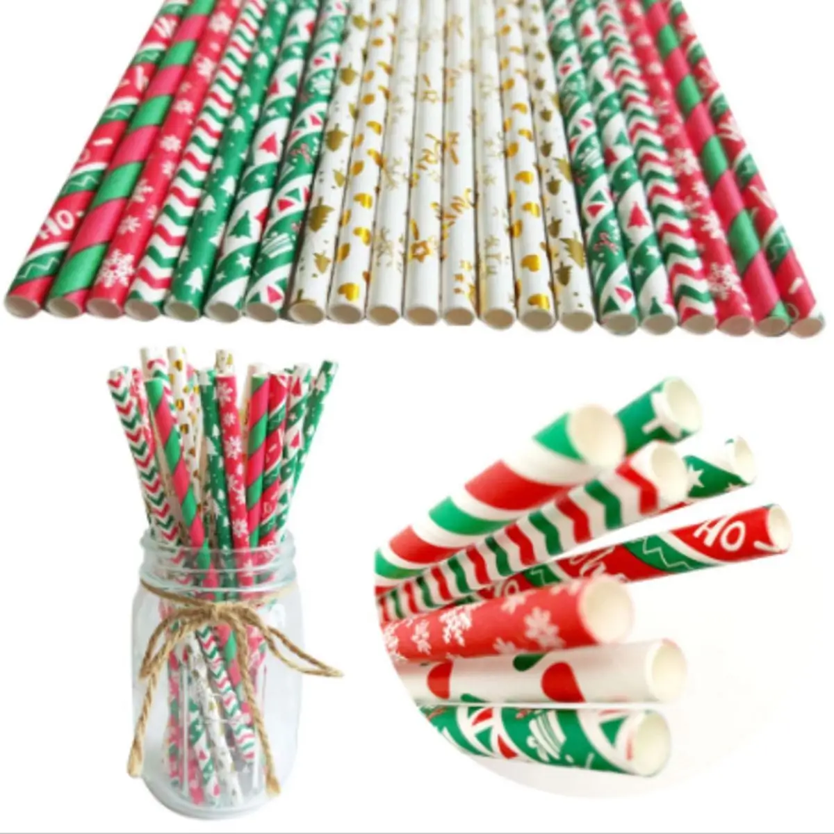 Соломинки бумажные для питья в виде снежинок 25 шт. рождественские украшения | Дом