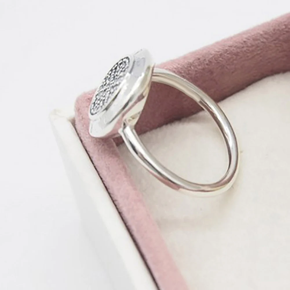 Women Fashion Plating Rhinestone Inlaid Finger Ring Party Jewelry Wedding Gift