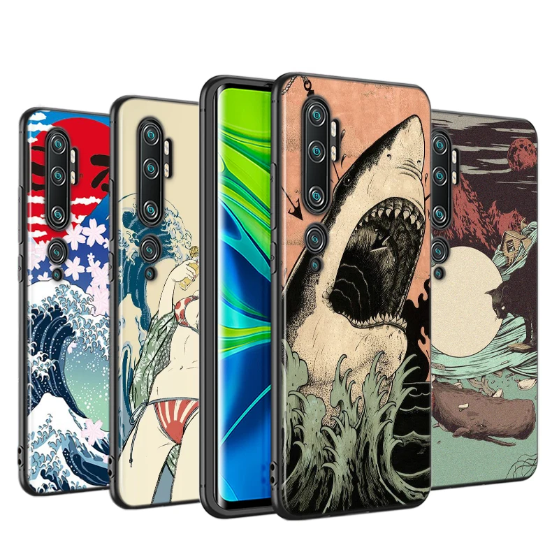 Japanese wave Anime Dragon For Xiaomi Mi 11i 11 10T 10i 9T 9 A3 8 Note 10 Ultra Lite Pro 5G CC9 SE Youth Soft Black Phone Case