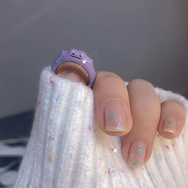 

Pocket Monsters Funny Monsters Open Rings Dripping Oil Purple Cute Women's Ring Design Smile Fashion Ring Jewelry