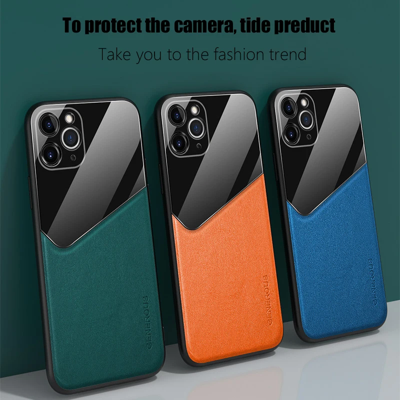 

Ikrsses Luxury PU Leather Phone Case For iPhone 11 Pro Max Leather Mirror Glass Cover For iPhone SE 2020 Xs Max 7 8 6 6S Plus