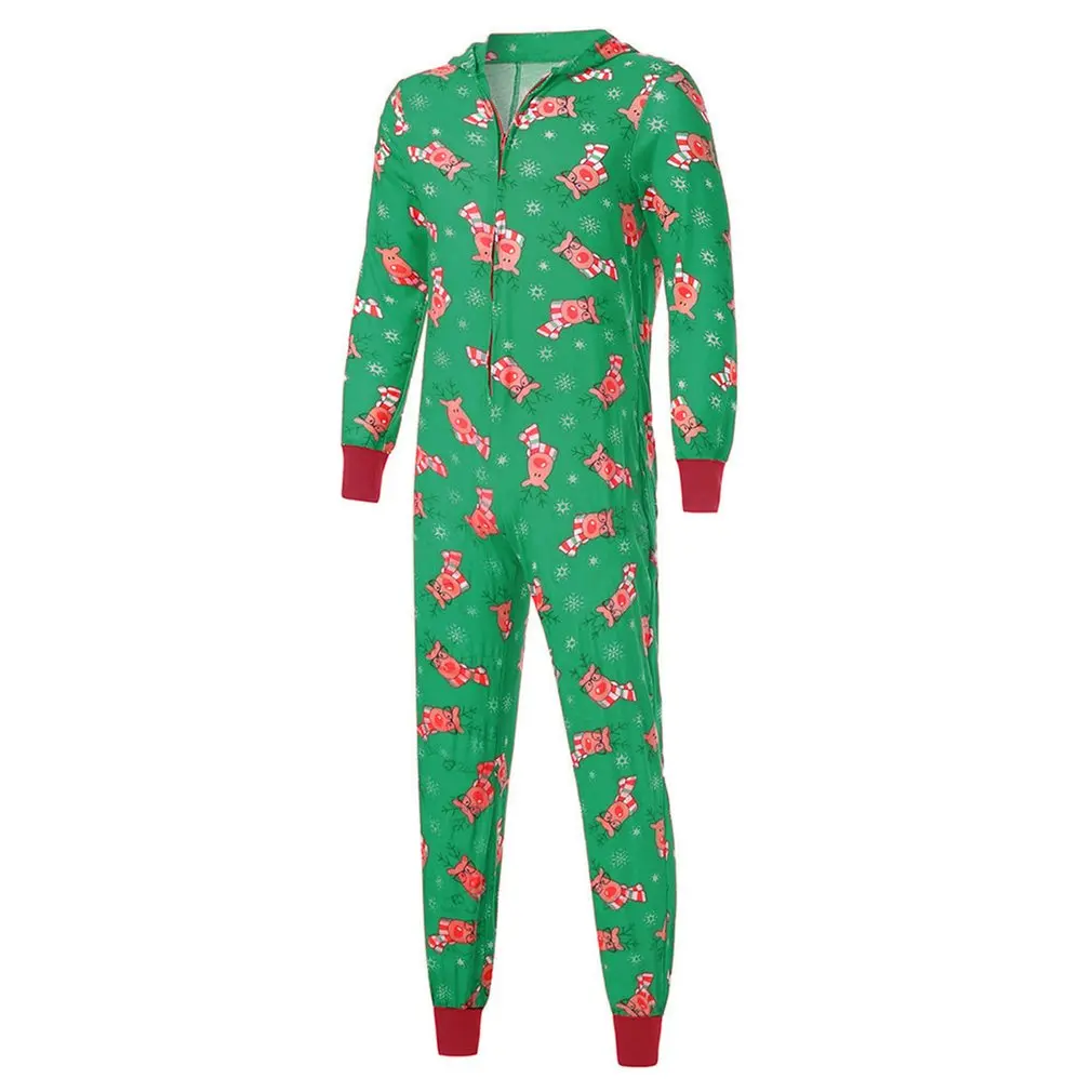 

Рождественский пижамный комплект, цельный комбинезон на молнии спереди с капюшоном в виде рогов для семьи, комплекты для семьи, Семейный ко...