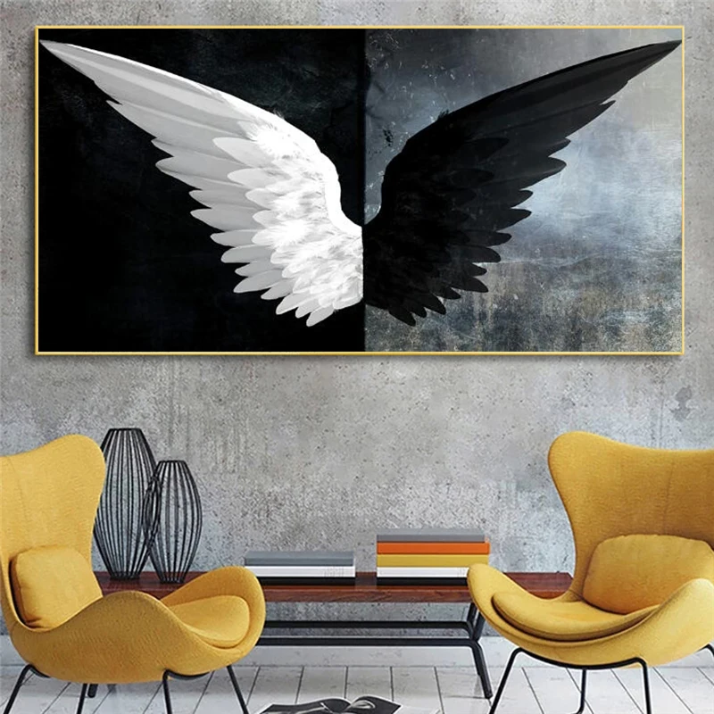 

Black and White Angel Wings Canvas Paintings Posters and Prints Wings Wall Art Pictures Cuadros Home Decoration Room Decor