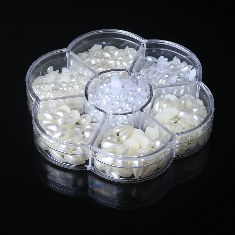 

2021 New 1 Box 5-12mm Multi-style Flat Non-porous Water Drop Shape Beads for DIY Garment Sewing Supplies, 850 PCS