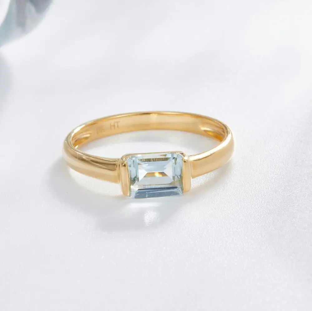 Hutang 9K массивная, желтая, Золотая обручальное кольцо 0.8ct натуральные аквамариновые кольца изысканные свадебные драгоценные камни ювелирные изделия для женщин подарок