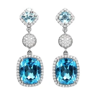 925 silver sterling blue sapphire jewelry earring women aretes de plata de ley 925 mujer orecchini officecareer drop earring