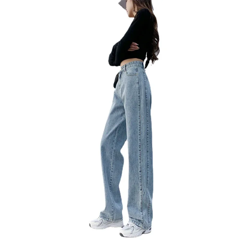 

Jeans Women Summer Thin Section Stitching Thin High Waist Straight Denim Trousers Drape All-match Loose Wide Leg Casual Pants