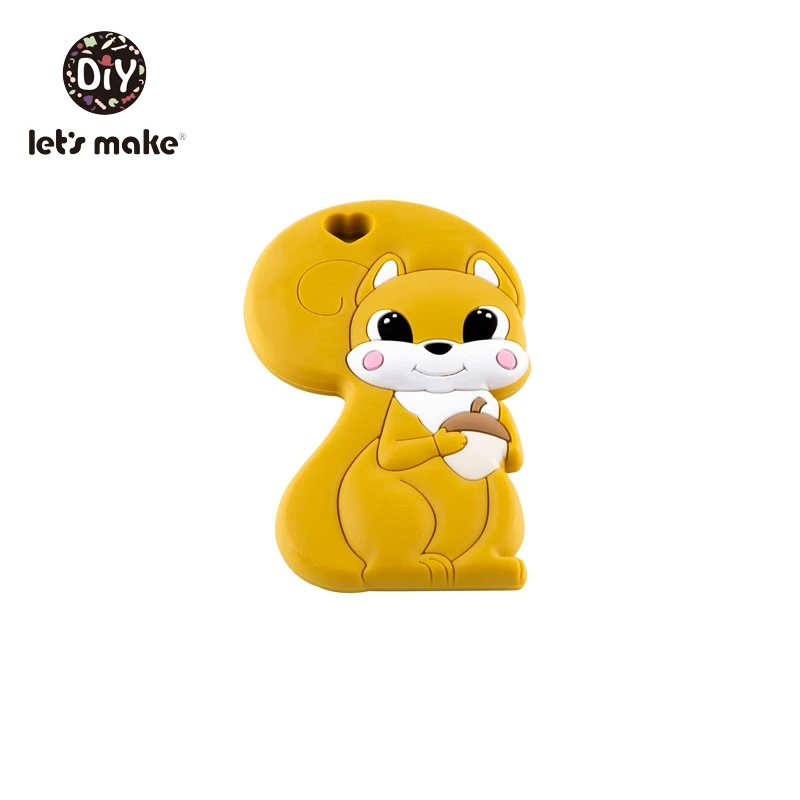Yellow Squirrel Давайте сделаем Силиконовые Прорезыватели Детские Силиконовые Прорезыватели BPA бесплатно черный DIY 5 шт. панда мультфильм игрушка 3-9 месяцев Детские Прорезыватели - Цвет: Yellow Squirrel