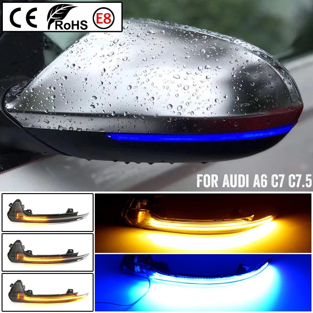 

For Audi A6 C7 S6 4G RS6 Dynamic Scroll LED flowing Turn Signal Side Mirror Lights Sequential blinker 2012 2013 2014 2015-2018
