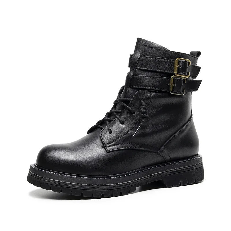 

fall 2020 top layer leather women's Leather boots women's new single shoes, simple square root shoes