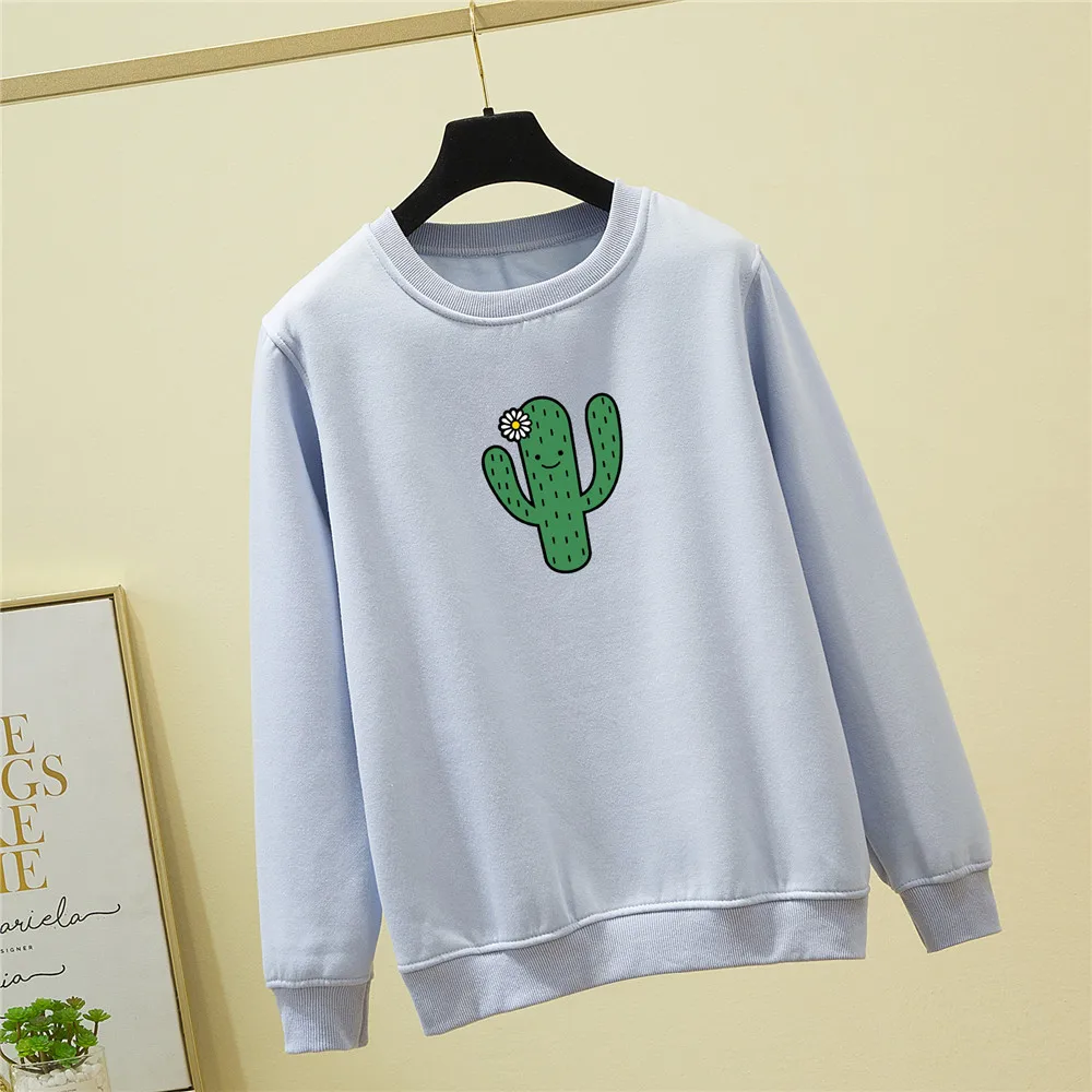 Cactus Plant Hoodie Plus Size Sweatshirt Women Cototn Pullover Sweetshirt for Girls Long Sleeve Kawaii Printed Aesthetic Clothes