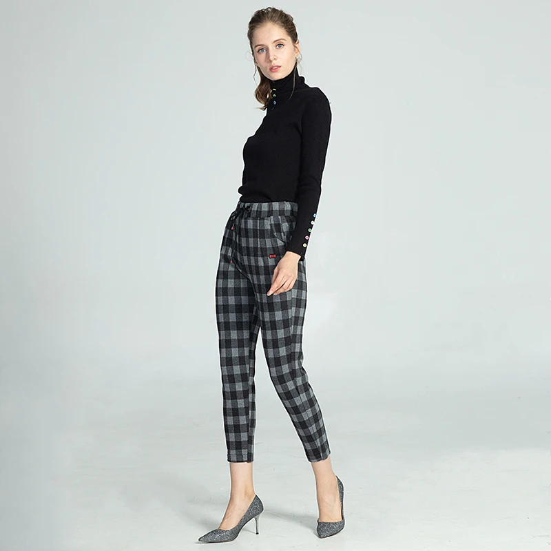 Брюки Marwin женские зимние в клетку утепленные повседневные штаны полоску с