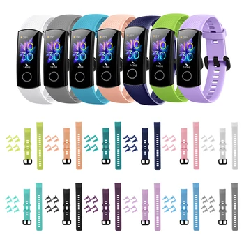 1PC Watch Replacement Strap For Honor Band 5 4 Soft Silicone Sports Wristbands Classic Colorful 2021 Adjustable Comfortable Band 1