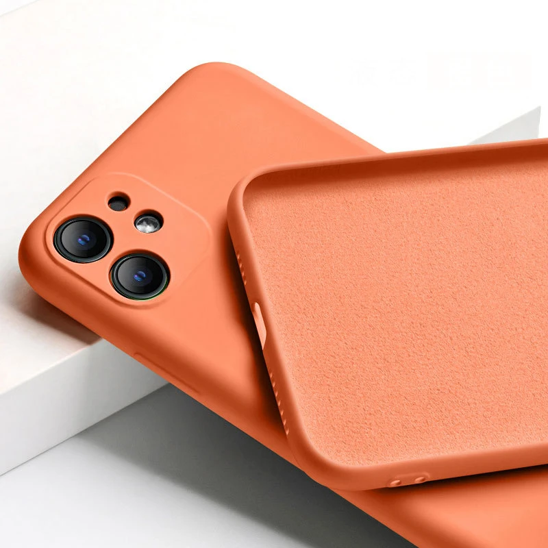 Объектив камеры полное покрытие защитный силиконовый чехол для iphone 11 Pro Max Микрофибра защитный чехол для телефона s Coque - Цвет: Orange