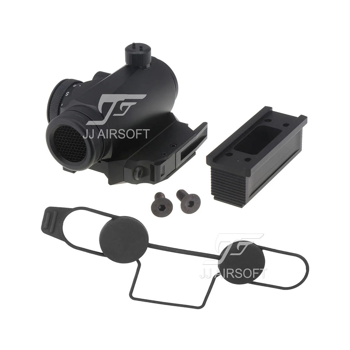 

JJ Airsoft 1x24 Red Dot с Killflash / Kill Flash , BOBRO Style High Mount / QD Low Mount and Riser (черный/коричневый)