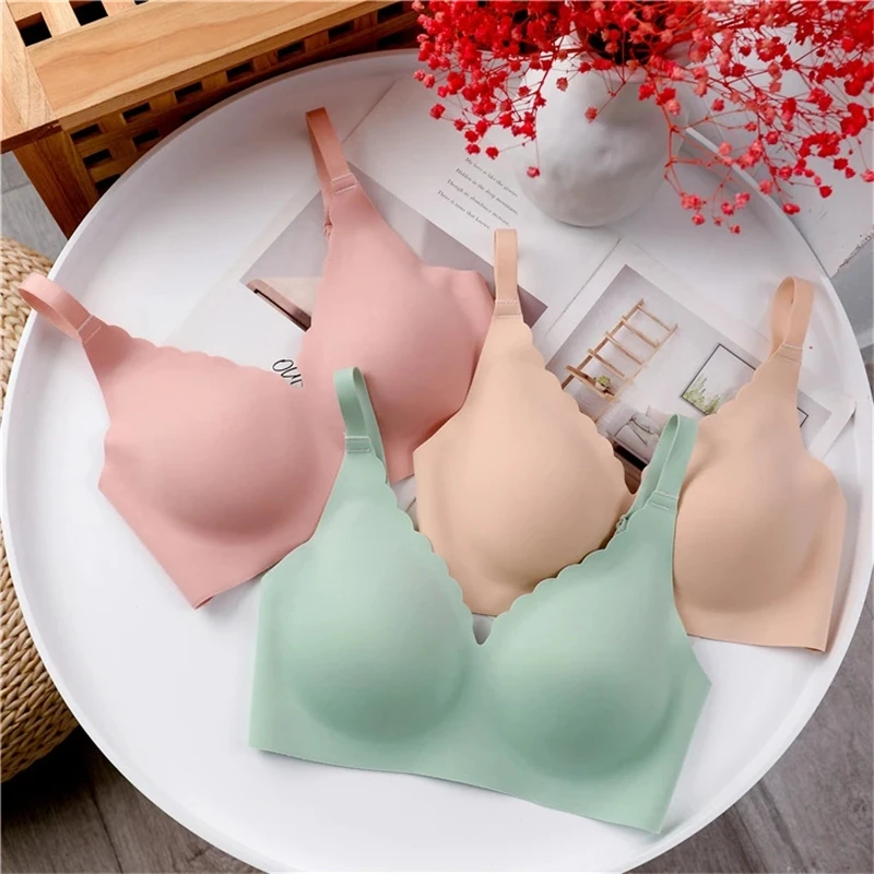 Seamless Bras for Women Wire Free Women's Underwear Push Up Gathered Back Closure Lingerie 3/4 Cup Latex Bralette Dropshipping