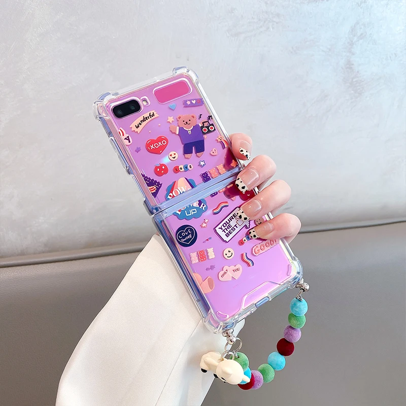 For Samsung ZFlip 3 Cases Transparent Phone Case Cute Contrast Bracelet for Galaxy ZFlip 2 Samsung Back Cover for ZFlip 2 3 Etui