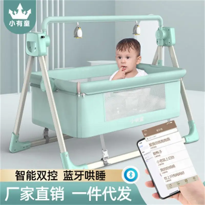 

Multifunctional Electric Shaker Foldable Intelligent Cradle Bed Neonatal Bionic Bedside Crib Stitching Big Bed Lifting Beds