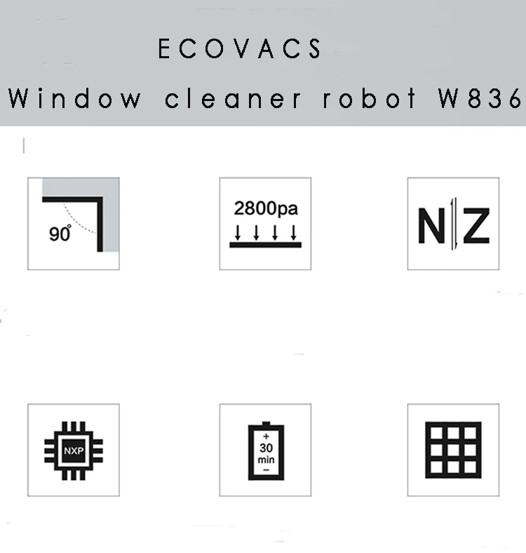 ECOVACS умный автоматический мойщик окон дома интеллектуальная автоматическая электрическая стеклоочистительная машина 2800Pa W836