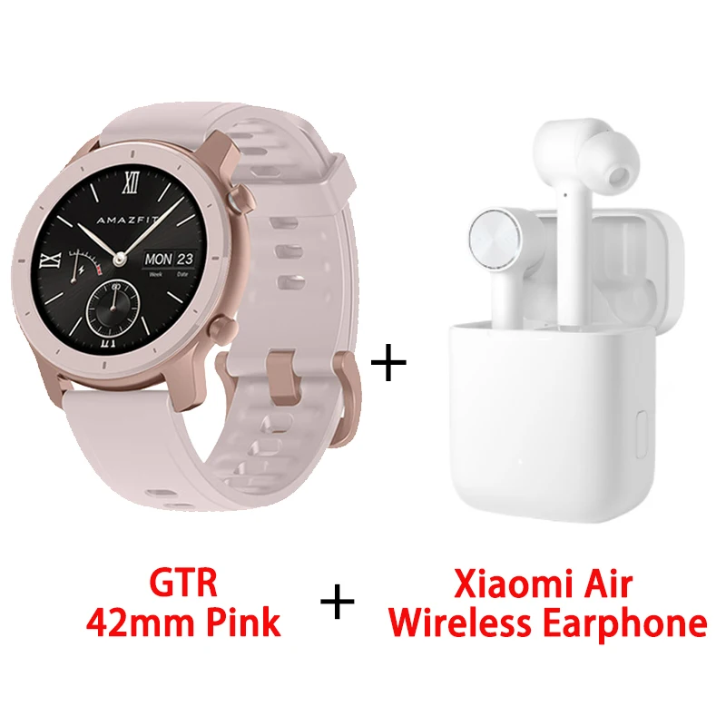 P add Air earphone Глобальная версия Amazfit GTR 42 мм Смарт-часы AMOLED дисплей 5ATM женские и мужские умные часы gps и ГЛОНАСС BT5.0 для Xiaomi Phone IOS - Цвет: P add Air earphone