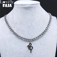 2022 snake stainless steel black crystal pendants necklaces silver color choker necklaces jewelry collier serpent n4899s03