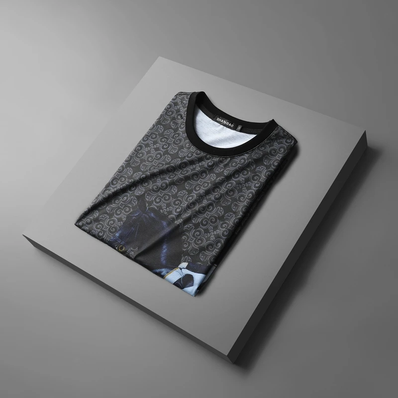 

Excellent Item Men's T-Shirts Brand Designer High Quality Gray Horse Knight Pattern Tee Shirt Short Sleeve Summer Clothing A1325