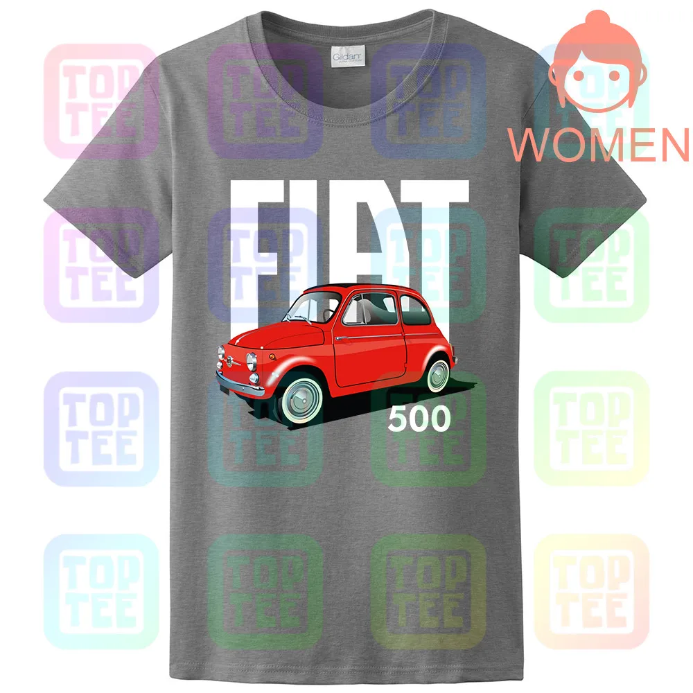 Women-Grey Классический итальянский Fiat 500 Футболка Винтаж ретро автомобиль дизайн Прохладный унисекс - Цвет: Women-Grey
