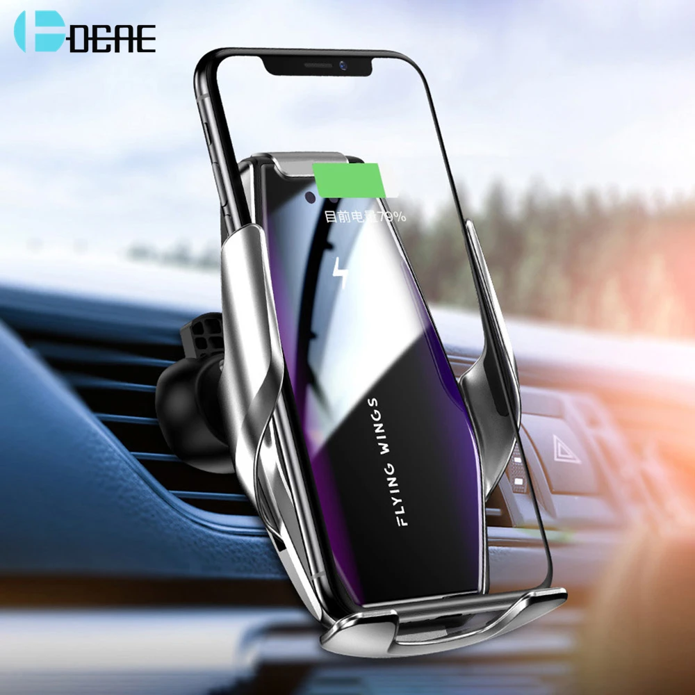 

Беспроводное Автомобильное зарядное устройство с автоматическим зажимом и инфракрасным датчиком, 15 Вт, держатель для быстрой зарядки для ...