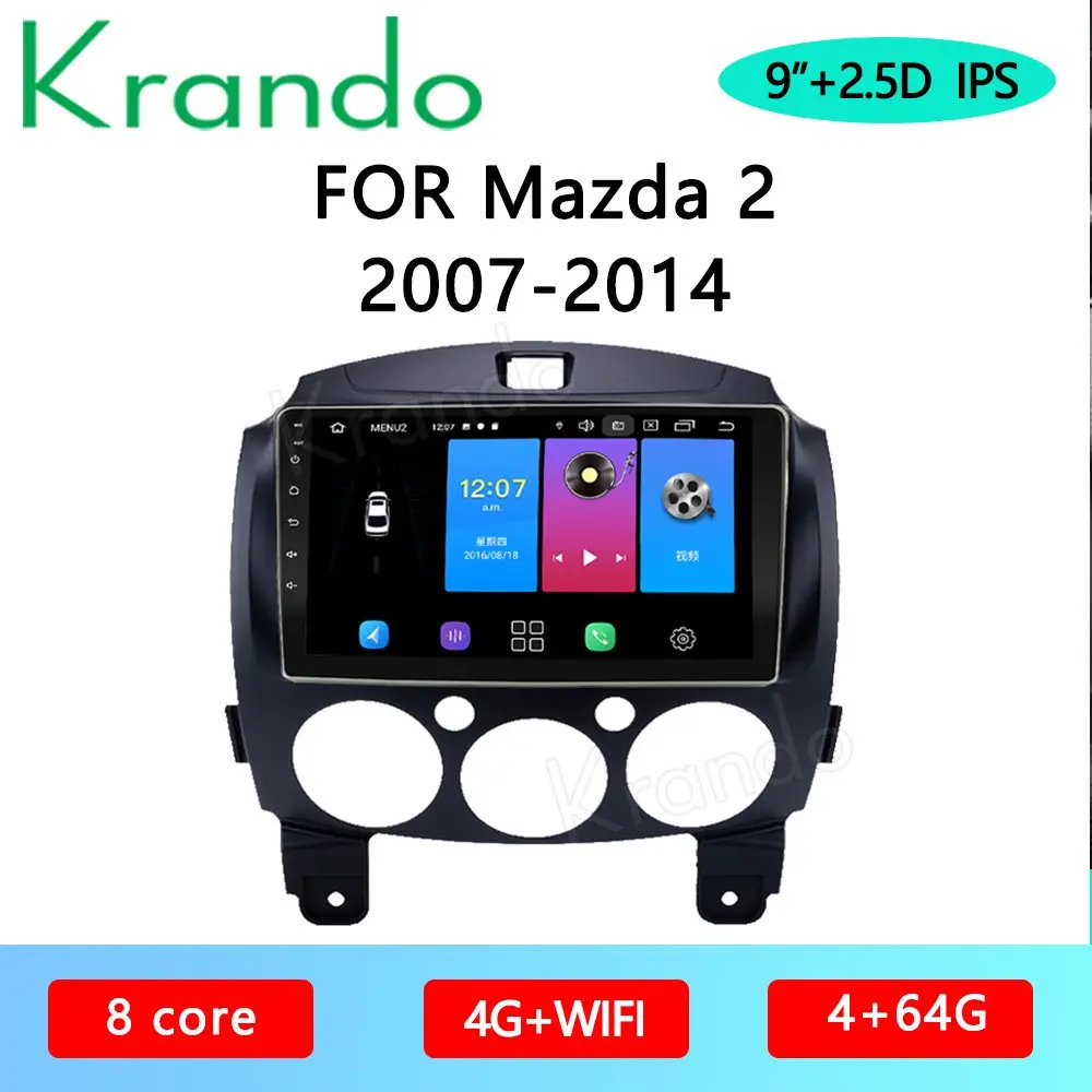 Krando Android 10.0 9&quot IPS Full Touch Car Multimedia Radio For Mazda 2 2007-2014 Audio GPS Carplay DSP WIFI | Автомобили и