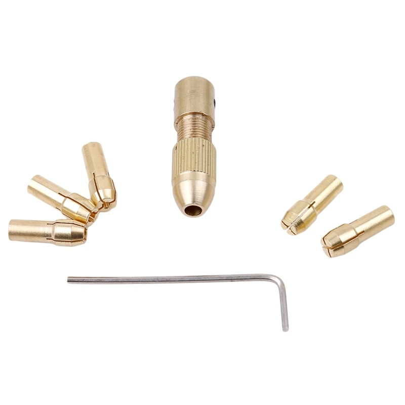 

7Pcs Golden Electric Motor Shaft Clamp Chuck Drill Micro Collets Twist Electronic Screw Nut Replacement 2.35mm Hardware Tools