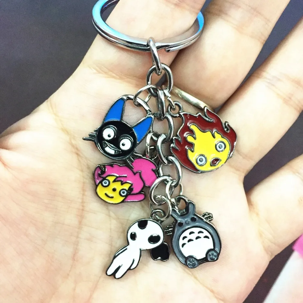 Металлический брелок для ключей Totoro JiJi calcium Fer с 5 подвесками из цинкового сплава