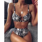 Женское сексуальное бикини 2021, новый купальник с леопардовым принтом, металлический женский комплект пляжной одежды, женский купальник с разрезом и высокой талией