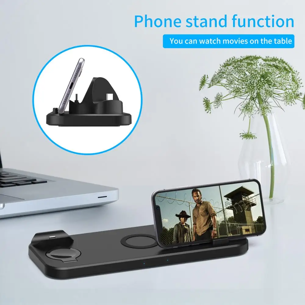 

15W Qi Fast Wireless Charger Stand For iPhone 11 12 X 8 Apple Foldable Charging Dock Station for Airpods Pro iWatch 4.7