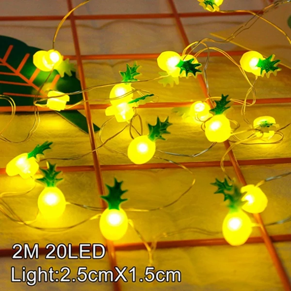 Pineapple Led FENGRISE пальмовых листьев в гавайском стиле вечерние украшения Гавайи тропический вечерние летние Фламинго участник Luau Свадебный декор Алоха, ананас - Цвет: Pineapple Led