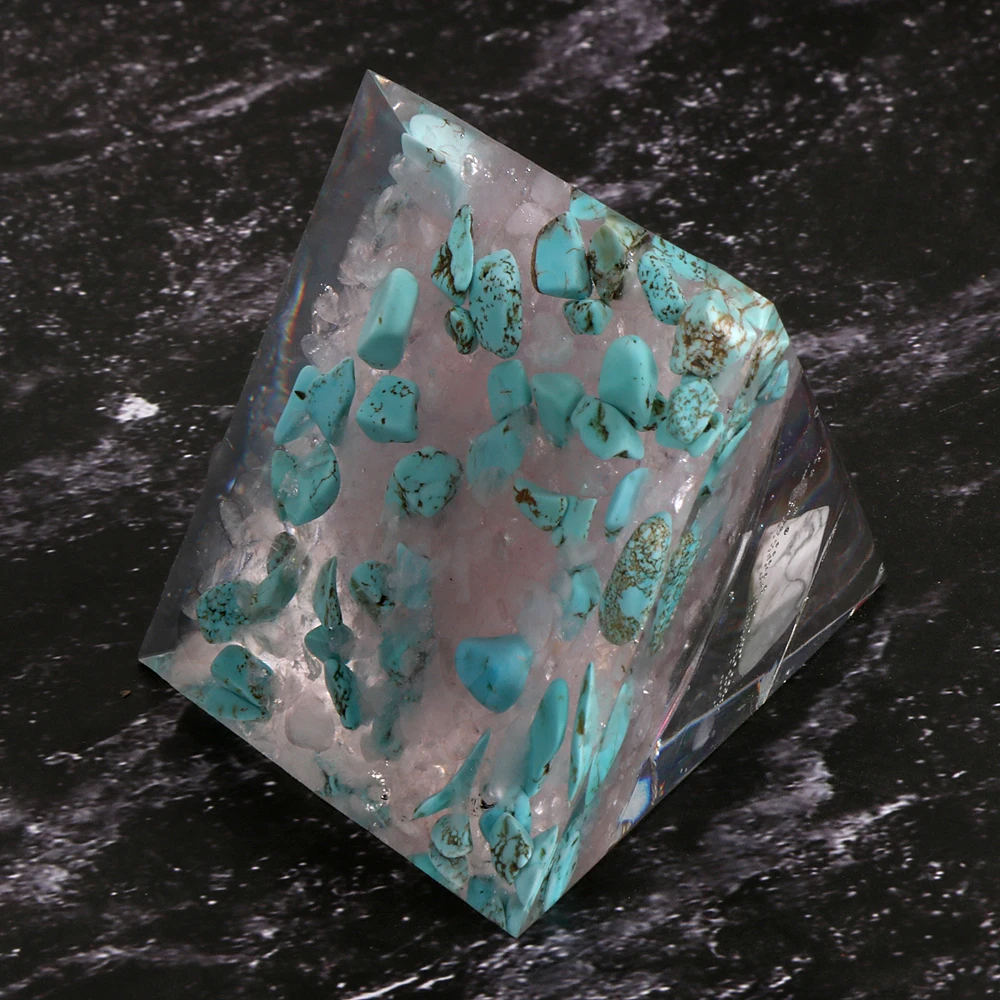 White Turquoise Gemstone Orgone Pyramids Flower Amulet Orgonite Energy Generator Meditation Balance Healing Crystal Pyramid