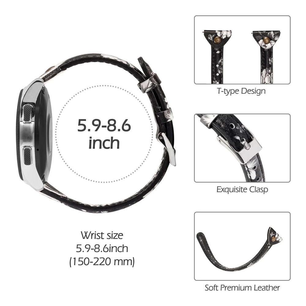 Тонкий ремешок для часов из натуральной кожи для samsung Galaxy Watch 42 мм 46 мм женский ремешок Серебристый Стальной ремешок с пряжкой для активных 2 40 мм 44 мм
