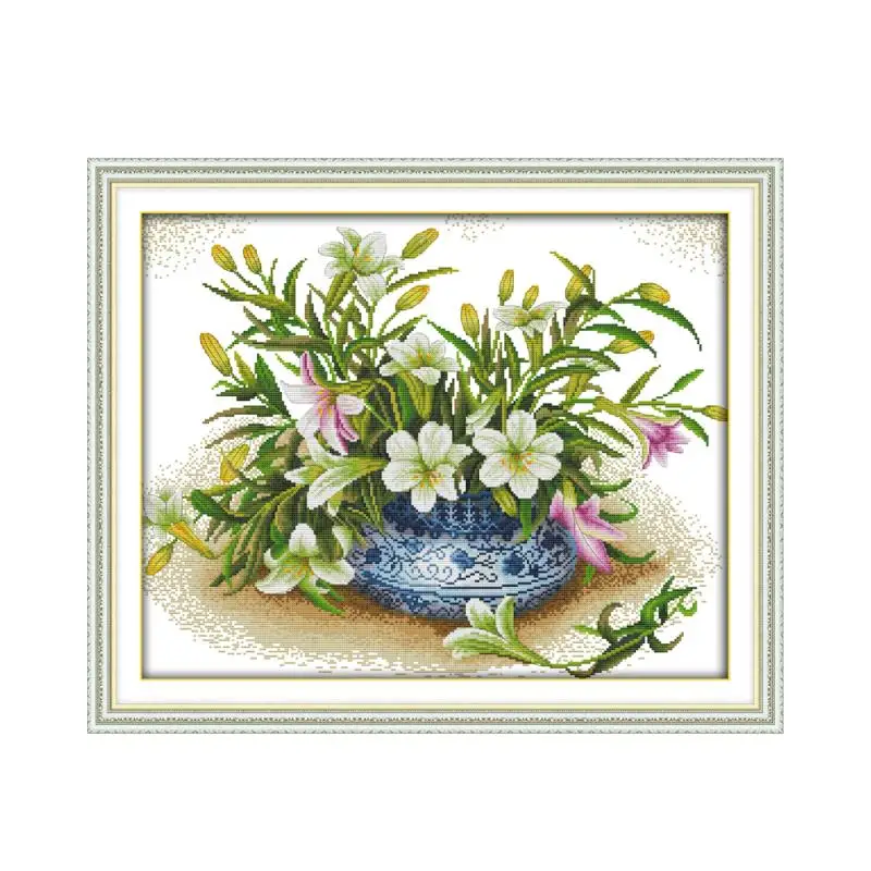 Набор для вышивки с красивыми цветами лилии Joy Sunday наборы напечатанной китайской