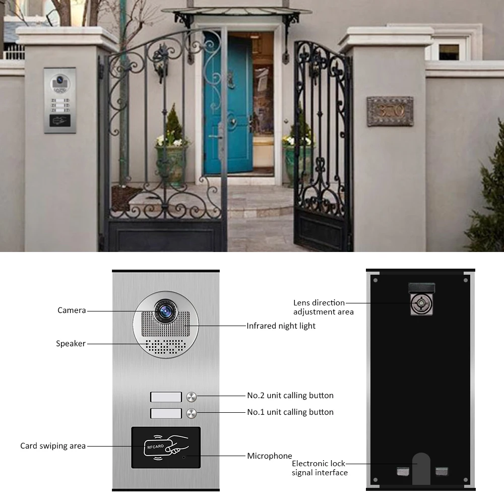 9-дюймовый Wi-Fi видеодомофон 2 квартиры с RFID ИК дверной Звонок камера Домашняя